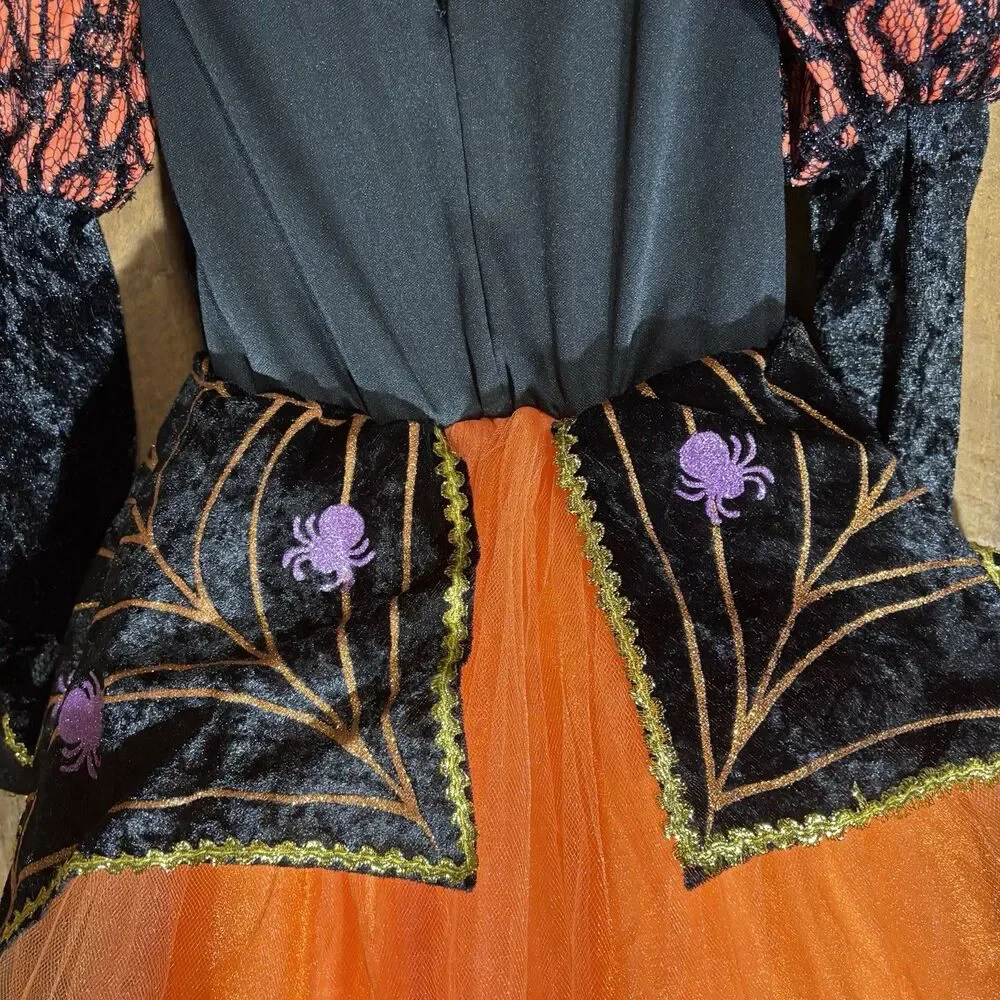 Rubie's Orange Spider Witch Girl's Small (5-6) Halloween Costume Dress Up - Picture 9 of 16